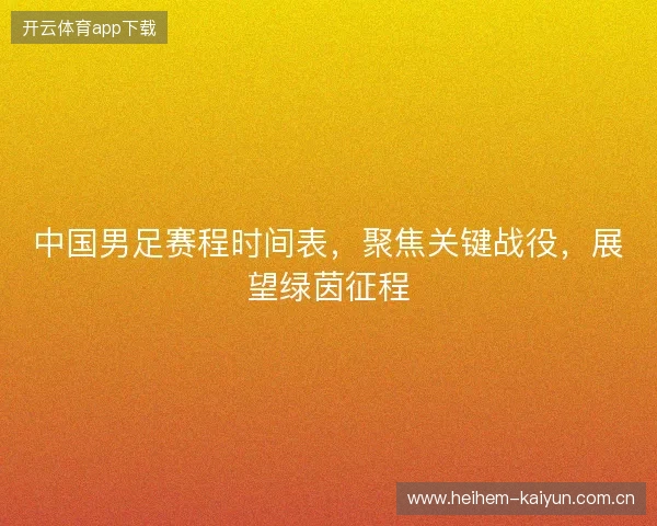 中国男足赛程时间表，聚焦关键战役，展望绿茵征程